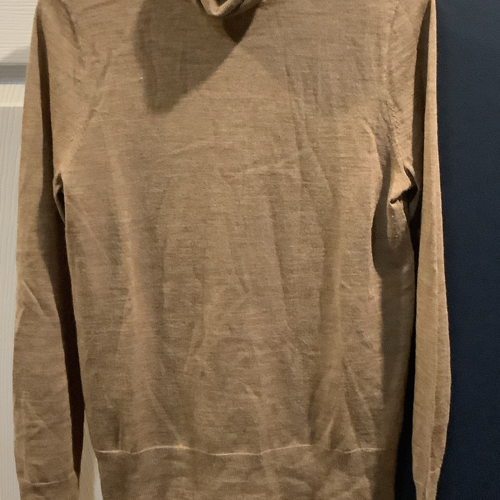 JCREW Women's Cozy Tan Turtleneck Sweater, merino Wool